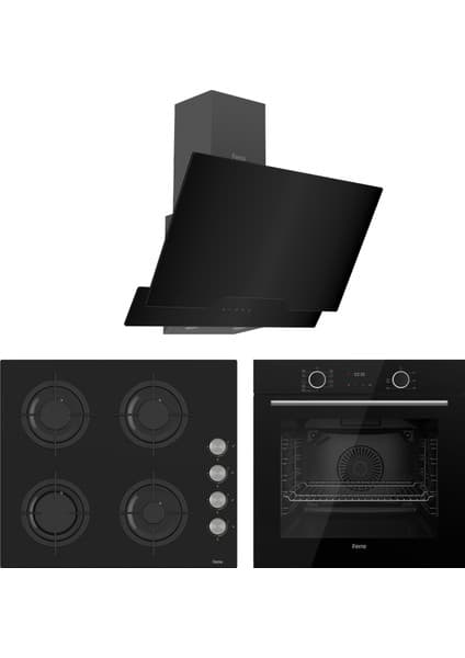 Ferre Fryart Cs Serisi Siyah Ankastre Cam Set (D063 + CS205 + XE63CS)