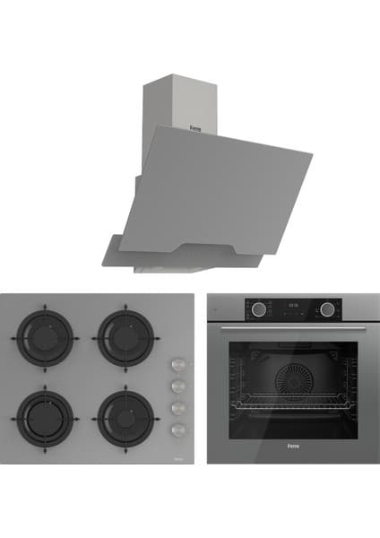 Ferre Fryart Cs Serisi Gri Ankastre Cam Set (D065 + CS208 + XE63CPR)