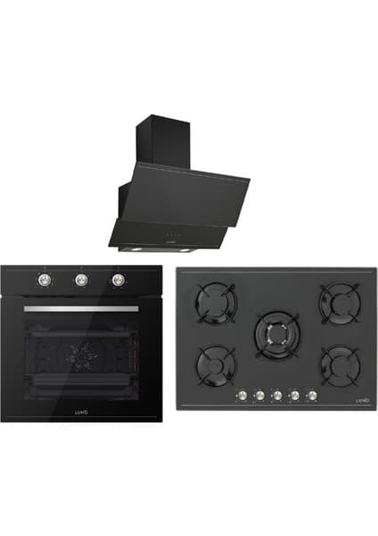 Luno Silverline Lunoankastre Siyahcamset (3420B90CM Davlumbaz + F6503B01 + CS5365 Ocak 75CM)