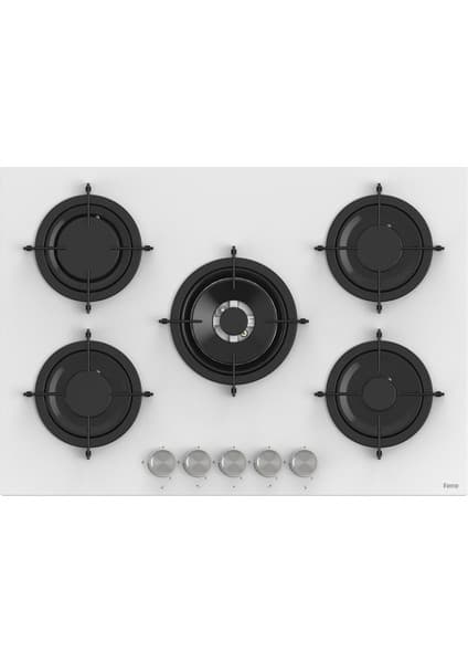Ferre RS036 Emaye Izgara 75 cm Beyaz Cam Ocak