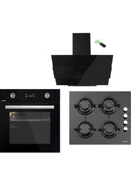 Kumtel Ddt Siyah Cam 3lü Ankastre Set (A6SF2 (DDT) + KO-835 + 40 TAHDF)