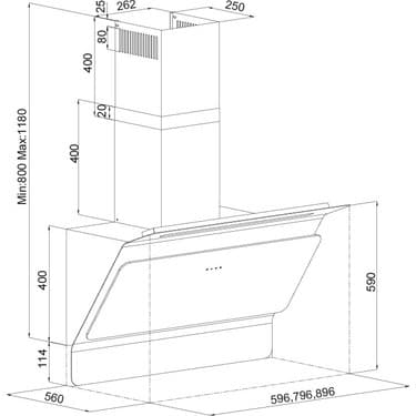 Silverline 3445 EXTENDED Siyah Davlumbaz, 60 cm 2