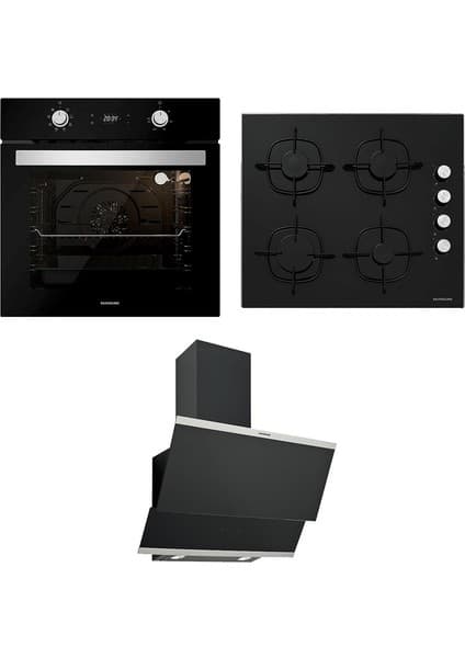 Silverline Ankastre Set; BO6504B01 Fırın, CS5335B01 Cam Ocak, Classy 60CM Davlumbaz