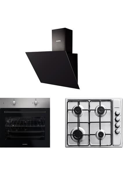 Kumtel Inox Siyah Ankastre Set 3 Programlı Fırın A Enerji Sınıfı 60 cm Gazlı Ocak