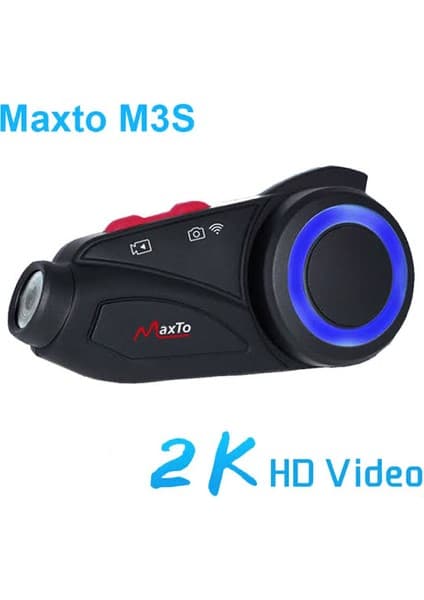 UltraTekno Maxto M3S 2k Hd 1440P Kameralı Intercom Motosiklet Kask Intercom