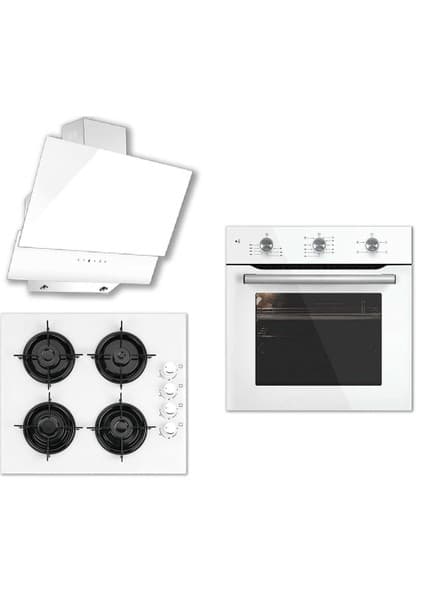 Kumtel Monte Carlo Üçlü Ankastre Set Beyaz (835 Davlumbaz+Cam Ocak+A6Sf2 Mt Fırın)