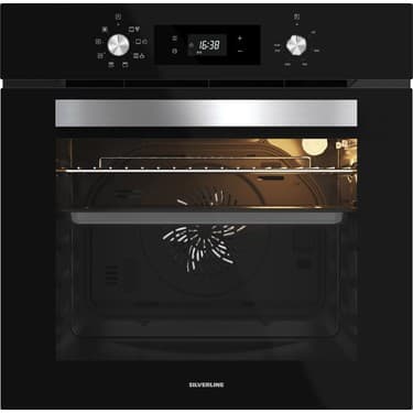 Silverline 3'lü Siyah Cam Ankastre Set: Flam Davlumbaz, Emaye Ocak ve Fırın 4