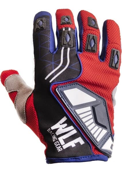 WLF Racing MX Eldiven Kırmızı Mavi - Motosiklet ve Off-Road Kullanımı İçin 7