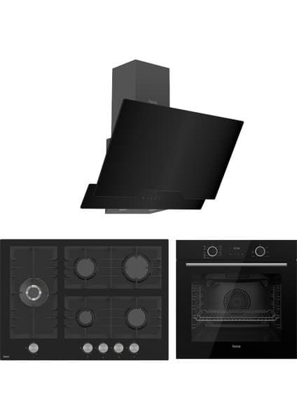 Ferre Fryart Bl Modüler Serisi Siyah Ankastre Cam Set (D063 + BL135 + XE63CS)