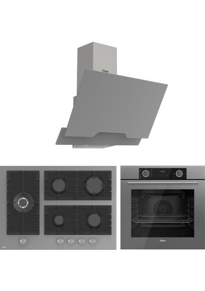 Ferre FryArt BL Modüler Serisi Gri Ankastre Cam Set (D065 + BL138 + XE63CPR)