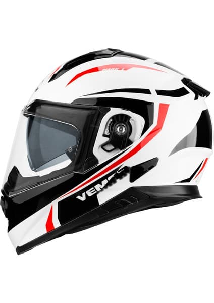 Vemar Zephır Kapalı Beyaz Kırmızı Kask XXL