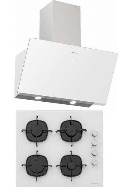 Silverline Sılverlıne Ikili Ankastre Set (Soho 3457 Beyaz 60 cm Davlumbaz A Enerji + CS5335W01 Beyaz Ankastre Emaye Izgaralı Ocak )