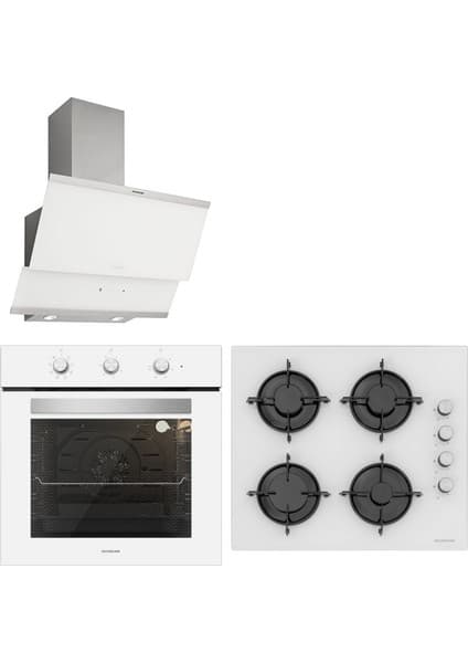 Silverline Beyaz Cam Ankastre Set Bo6503W01 - Cs5349W01 - 3420