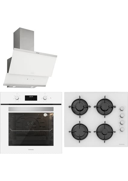 Silverline Beyaz Cam Ankastre Set Bo6502W01 - Cs5349W01 - 3420