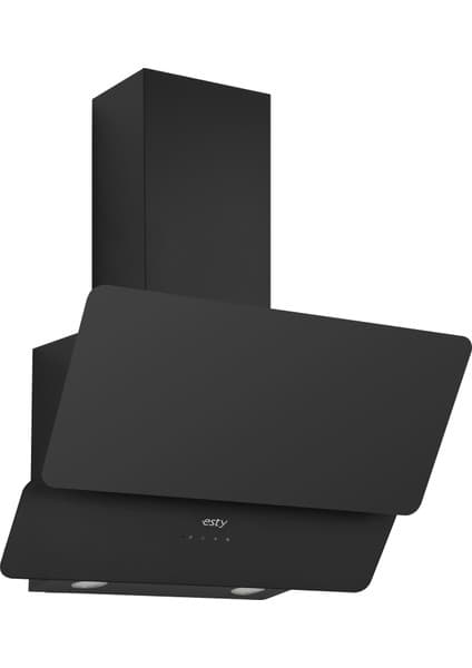 Esty 3471 60 cm Dekoratif Camlı Siyah Davlumbaz