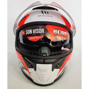 MT Kask Thunder 4sv Valiant A0 Gloss Pearl White - Iç Güneş Vizörlü 3