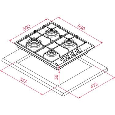 Teka - Hlx 640 KBC0E Bk (E5) - Ankastre Paslanmaz Çelik Gazlı Ocak - Emaye Izgara - Siyah - 60 cm - 112620029 2