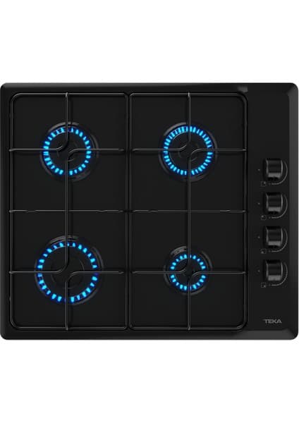 Teka - Hlx 640 KBC0E Bk (E5) - Ankastre Paslanmaz Çelik Gazlı Ocak - Emaye Izgara - Siyah - 60 cm - 112620029