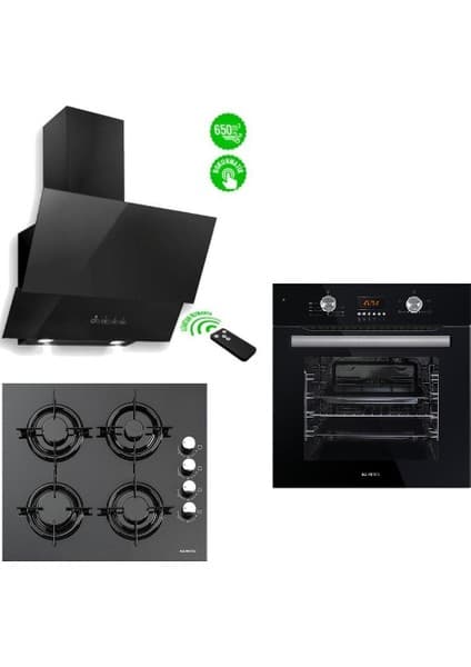 Kumtel Siyah Lux Class Cam Ankastre Set - Yeni Nesil Fırınlar