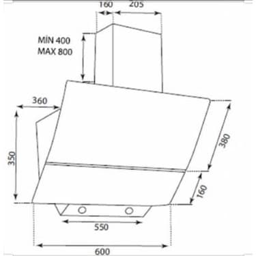 Kumtel KO-830 Beyaz Cam Davlumbaz 2