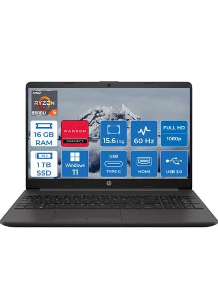 HP 255 G8 Ryzen 5 5500U 16 GB 1 TB SSD Windows 11 Pro 15.6\
