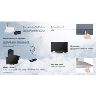 Luno 3420.6.B01 Ankastre Cam Davlumbaz 60CM Siyah 2