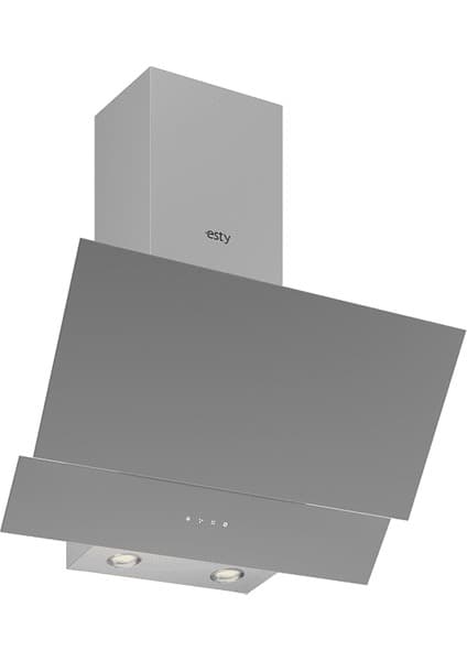 Esty Duvar Tipi Davlumbaz Eğimli Tasarım Gri Renk 60 cm 260 W Motor Gücü ile