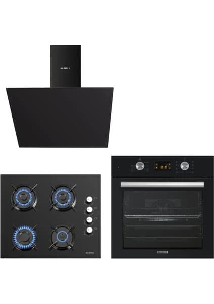 Kumtel Siyah Cam Dijital / Dokunmatik Ankastre Set - 9 Programlı (Ko-40 Tahdf Ocak B66 - Sf2 Ddt Fırın DA6-833 Davlumbaz)