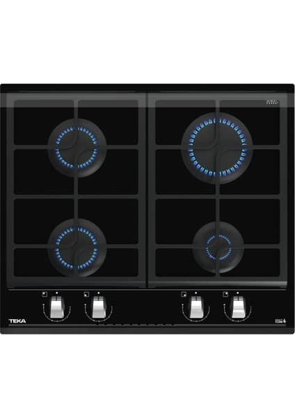 Teka GZC 64300 XBN Ankastre Kristal Cam Gazlı Ocak - 60 cm, Döküm Izgaralı, Siyah