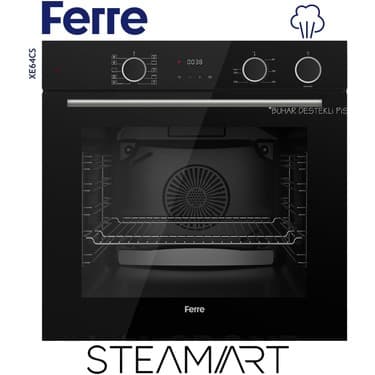 Ferre XE64CS Steamart&fryart Serisi Buharlı Pişirme Siyah Ankastre Fırın (0+10 Konum) 2
