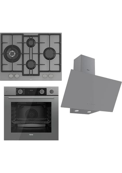 Ferre Steamart&fryart Serisi Buharlı Pişirme Gri Set (ED078 + XE64CPR +D079 )
