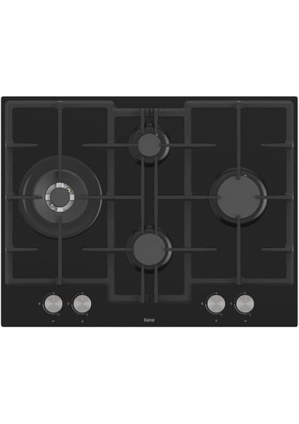 Ferre ED075 - 67 cm Döküm Izg.önden Düğme Siyah Cam Ocak