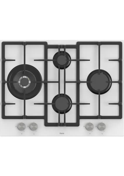 Ferre ED076 - 67 cm Döküm Izg.önden Düğme Beyaz Cam Ocak