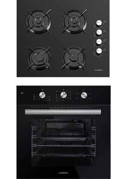 Kumtel Black Crystal Dual 2'li Ankastre Set (A6SF2 MT Siyah Ankastre Fırın + 40TAHDF Siyah Ankastre Ocak)