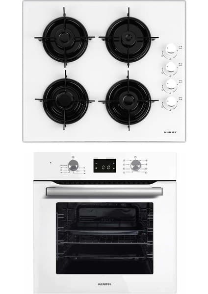 Kumtel White Optimus Dual 2'li Ankastre Set (A6SF2 DDT Beyaz Ankastre Fırın + 40TAHDF Beyaz Ankastre Ocak)