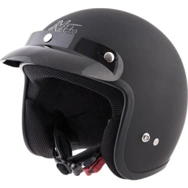 Motoanl Motosiklet Chopper Cruiser Kaskı Yarım Açık Kask ABS Malzeme Ce Onaylı Güneş Vizörlü Motor Kask Mat Siyah 2