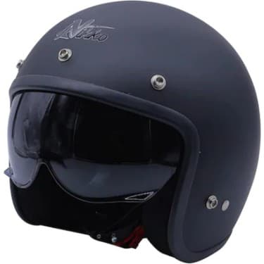 Motoanl Motosiklet Chopper Cruiser Kaskı Yarım Açık Kask ABS Malzeme Ce Onaylı Güneş Vizörlü Motor Kask Mat Siyah 5