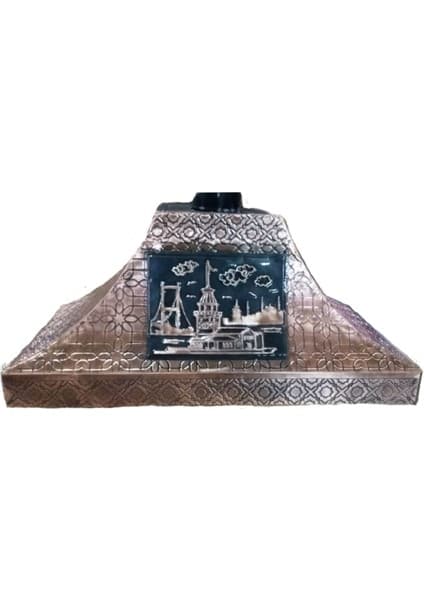 Tiryaki Bakır Çay Ocağı Kazanı Davlumbazı 112 cm 4 Gözlü Çay Kazanına Göre Bakır Davlumbaz Safir