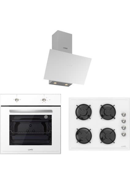 Silverline Luno Ankastre Beyaz Set (Turbo Fırın-Dokunmatik Davlumbaz )