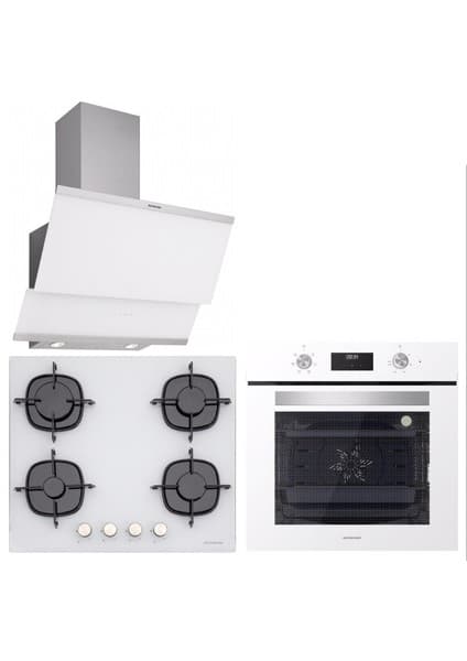 Silverline BO6502W02 - CS5436W01 Classy 60 cm Beyaz Cam Ankastre Set