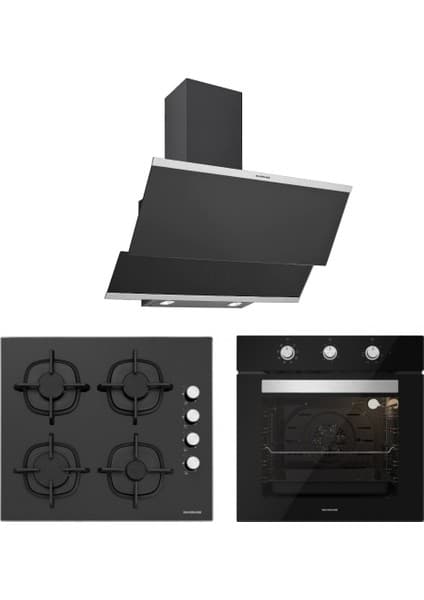 Silverline BO6503B01 - CS5343B01 - 3420 Classy 60 Siyah Cam Ankastre Set