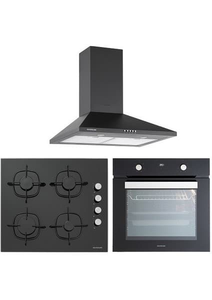 Silverline BO6502B02 - CS5335B01 - 2240 Conic 60 Siyah Ankastre Set