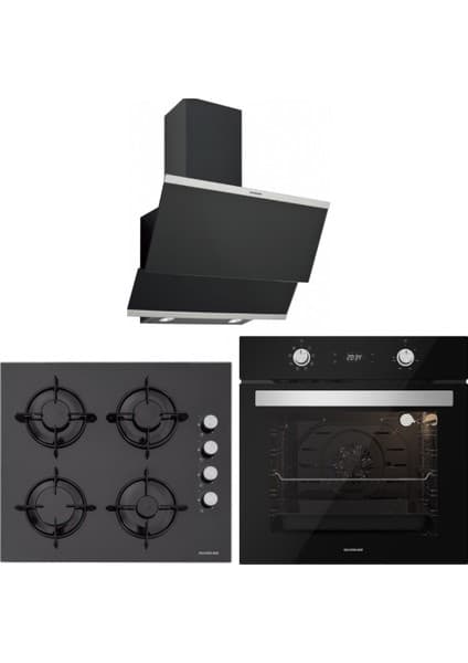 Silverline BO6504B01 - CS5349B01 - 3420 Classy 60 Siyah Cam Ankastre Set