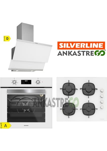 Silverline BO6502W02 - CS5335W01 - 3420 Classy 60 Beyaz Cam Ankastre Set