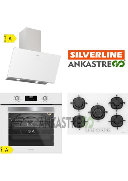 Silverline BO6502W02 - CS5365W01 - 3457 Soho 60 Beyaz Cam Ankastre Set