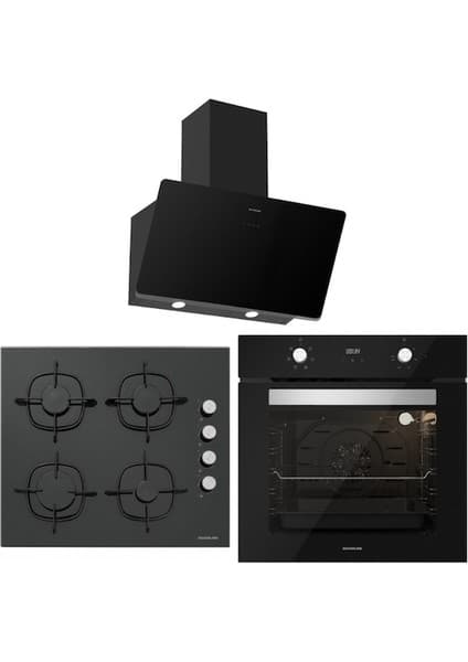 Silverline BO6502B02 - CS5335B01 - 3457 Soho 60 Siyah Cam Ankastre Set