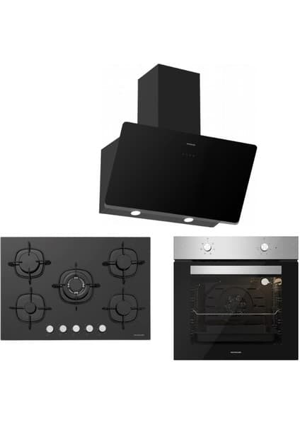 Silverline BO6501X01 - CS5365B01 - 3457 Soho 60 Siyah Ankastre Set