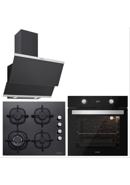 Silverline BO6504B01-CS5429B01-3420 Classy Siyah Ankastre Set