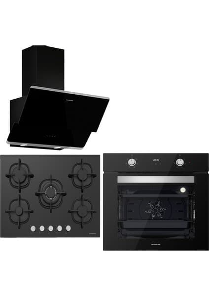 Silverline BO6502B02 - CS5364B01 - 3490 Oslo Siyah Ankastre Set