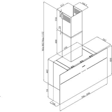 Silverline 3364 Lınk Flat Siyah Cam Duvar Tipi Davlumbaz 60 cm 4